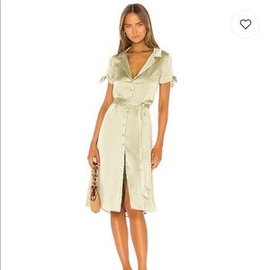 Brynn Midi Dress in Sage Green Privacy Please